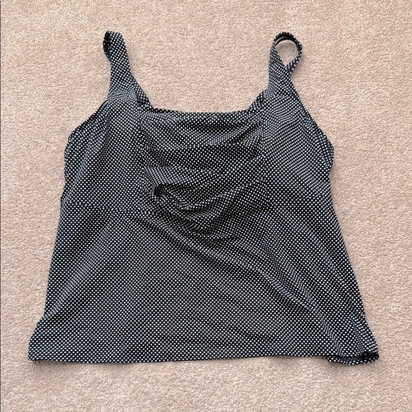 Lands' End Square Neck Black/White Polka Dot Underwire Tankini Top Size 24W DD - Picture 1 of 6